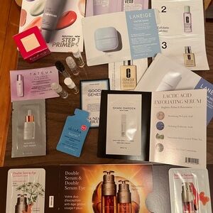 Sephora Skincare Collection with setting powder and perfume testers